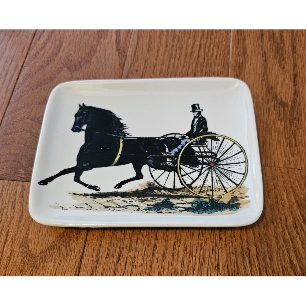 Fornasetti Milano Horse Carriage Porcelain Trinket Tray Made In Italy Vintage